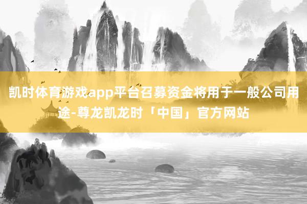 凯时体育游戏app平台召募资金将用于一般公司用途-尊龙凯龙时「中国」官方网站
